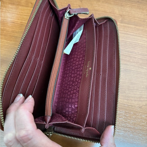 Kate Spape Burgundy Wallet Neda Newberry Lane Saffiano Leather - Picture 10 of 15